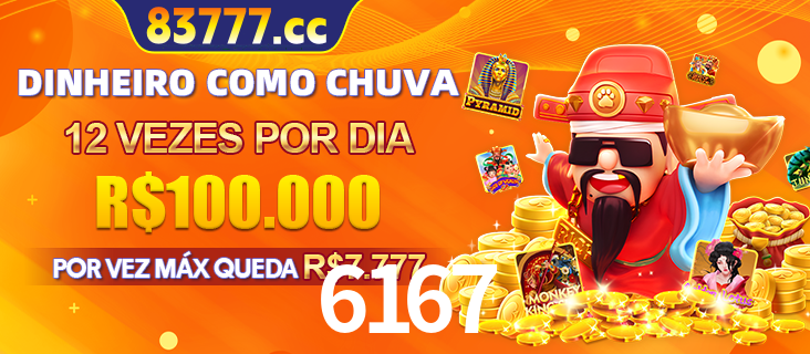 Banner do programa de recompensas Recomende para amigos do 6167, detalhando os bônus por convidar amigos, com prêmios que chegam a R$288.888.