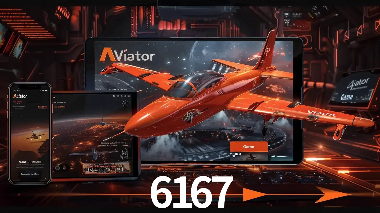 Apresentação tecnológica do jogo Aviator com um avião saindo da tela de um tablet, demonstrando a experiência imersiva em múltiplos dispositivos no 6167.