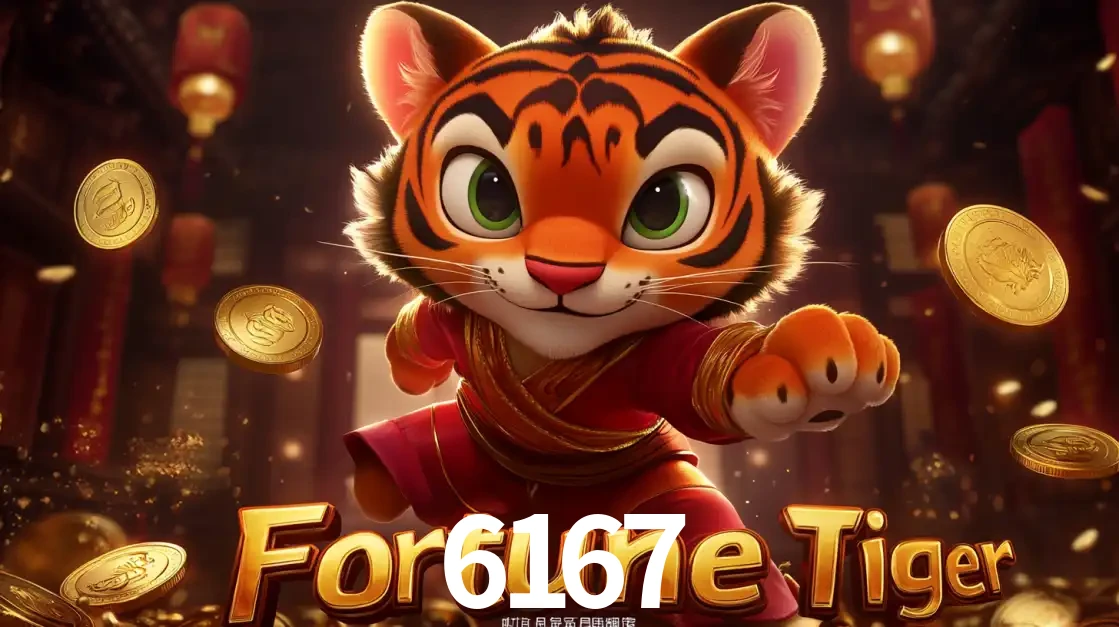 O carismático mascote do jogo de slot Fortune Tiger, um tigre fofo em pose de artes marciais, pronto para trazer sorte e multiplicadores de ganhos no cassino online 6167.